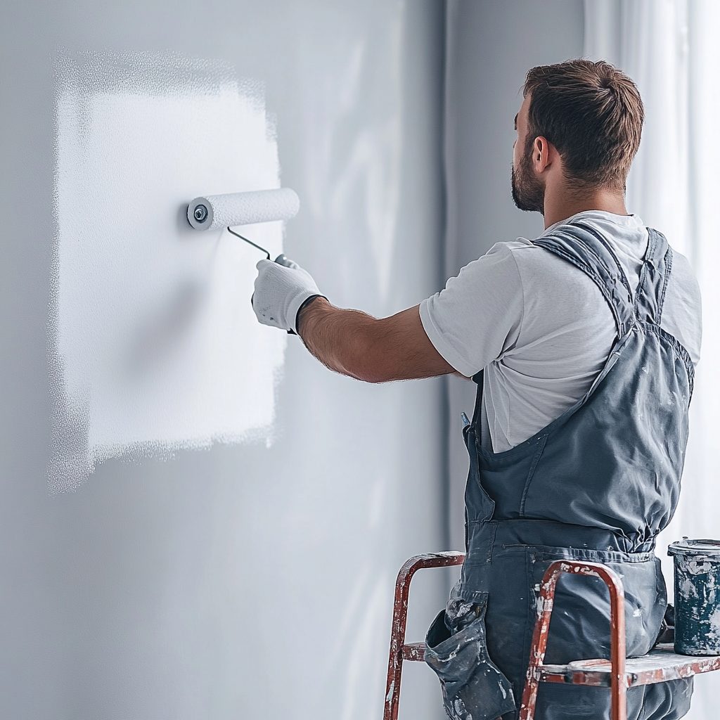 Professional painter providing interior painting services in Baltimore home